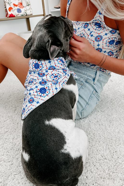 blauw vierkant originele bedrukte haar- of hondenbandana NanaMacs HPTT1549