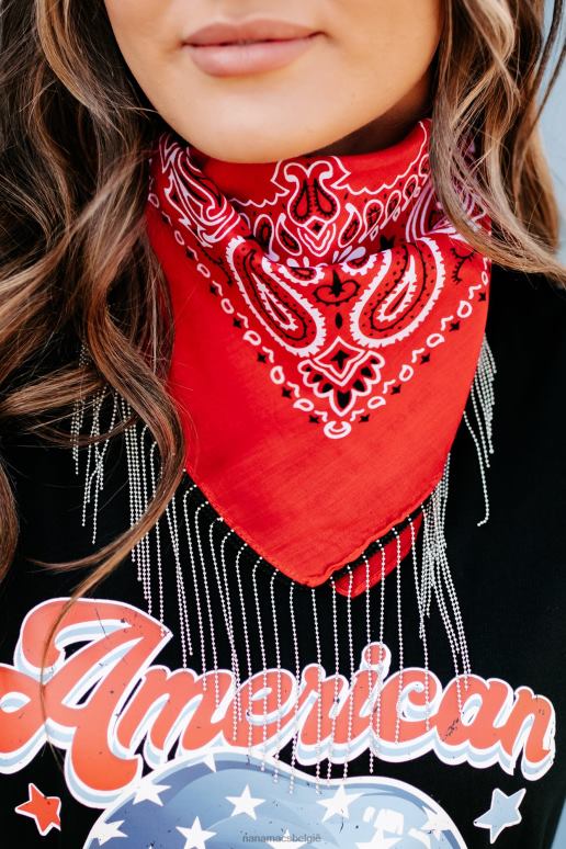 rood honky tonk attitude bandana sjaal met kettingfranjes NanaMacs HPTT4560