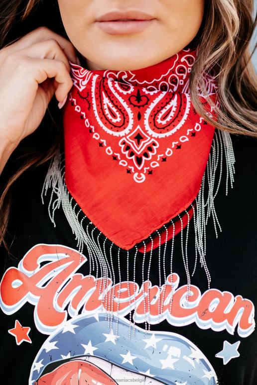 rood honky tonk attitude bandana sjaal met kettingfranjes NanaMacs HPTT4560
