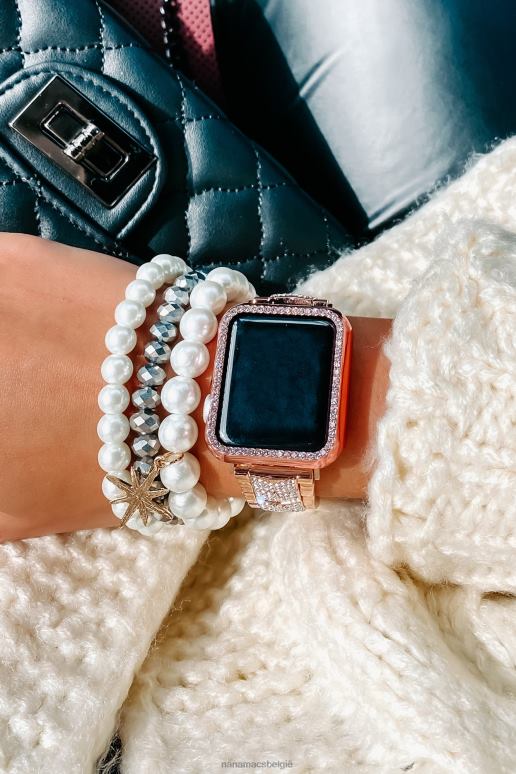 rosé goud het brengen van de bling strass Apple Watch-kast NanaMacs HPTT4573