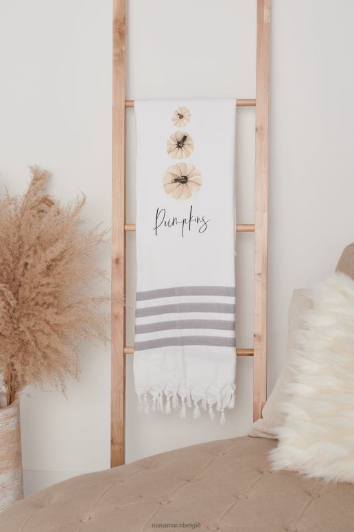 wit gestreept pompoen gestapelde grafische deken NanaMacs HPTT4554