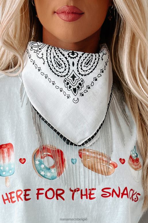 wit honky tonk attitude bandana sjaal met kettingfranjes NanaMacs HPTT4562
