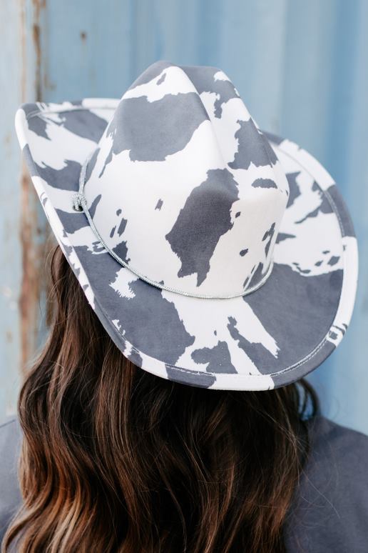 grijs rodeo nights cowboyhoed met koeienprint NanaMacs HPTT4469