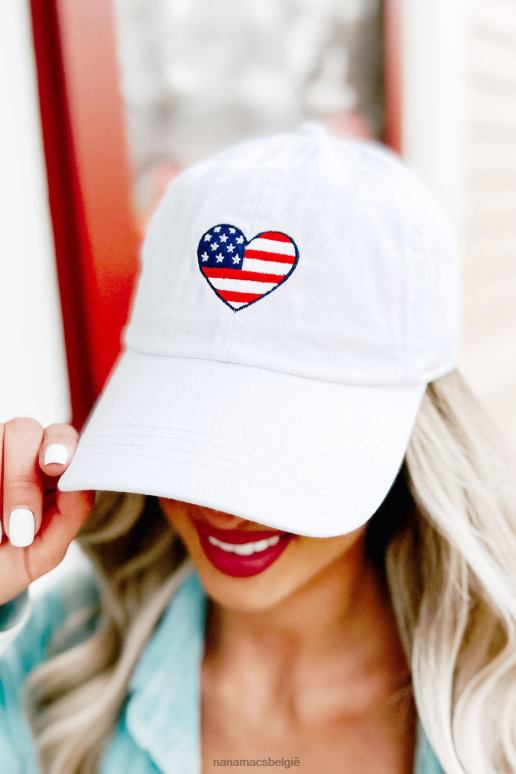 wit hou van je geborduurde baseballpet met hart NanaMacs HPTT4483