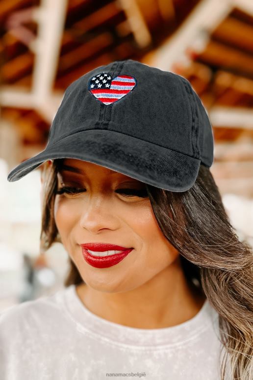 zwart hou van je geborduurde baseballpet met hart NanaMacs HPTT4484