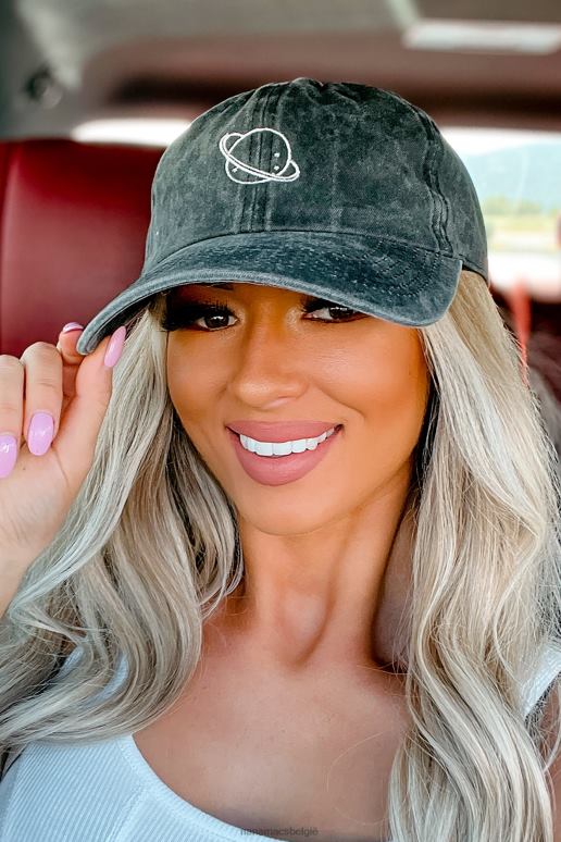 zwart space invader planet geborduurde baseballpet NanaMacs HPTT4482