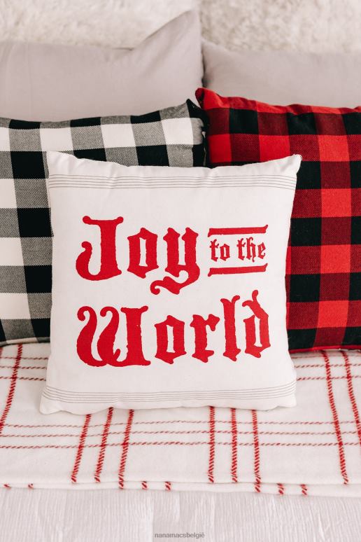 rood Wit joy to the world omkeerbaar canvas sierkussen NanaMacs HPTT4545