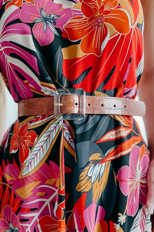 bruinen Winslow riem met krokodillenleer in hars met gesp NanaMacs HPTT4461