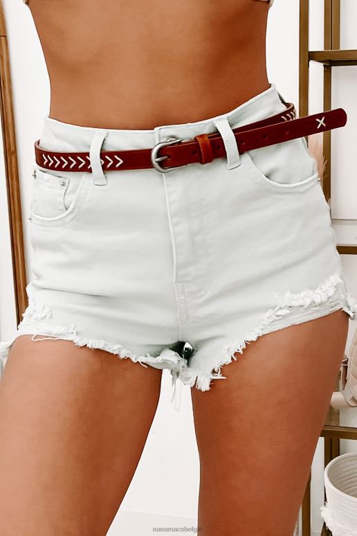 bruinen amarillo western gestikte magere leren riem NanaMacs HPTT4460