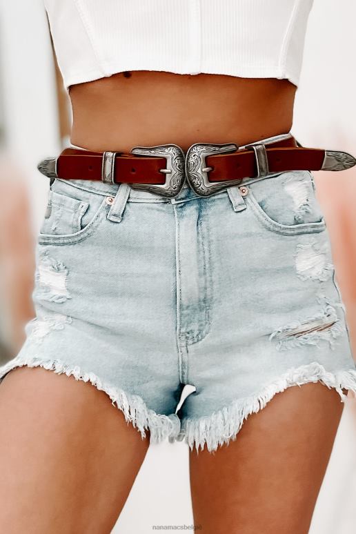 bruinen bandera riem met dubbele gesp NanaMacs HPTT4462