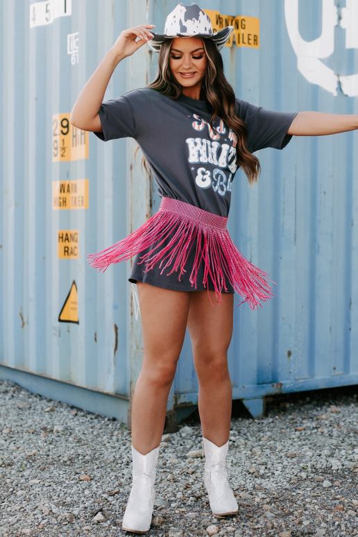 fuchsia laat me je zien burleske riem met strass franjes NanaMacs HPTT4451