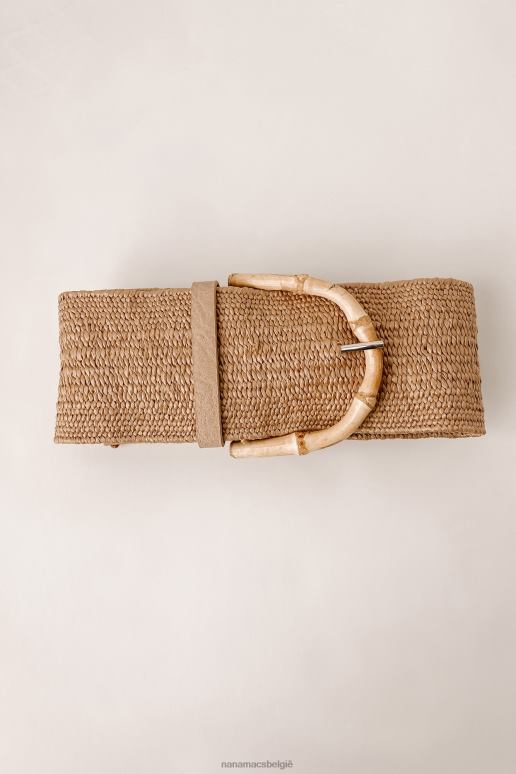 khaki curvy better in barbados elastische geweven bamboe riem met gesp NanaMacs HPTT4465