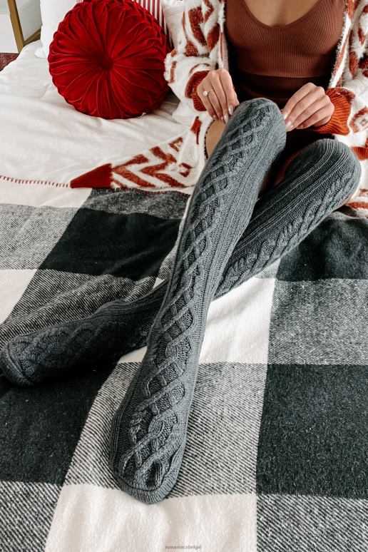 grijs toasty tenen kniehoge gebreide kabelsokken NanaMacs HPTT4568