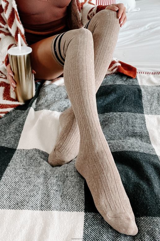 mokka doe er een sok in varsity gestreepte over de kniekousen NanaMacs HPTT4567