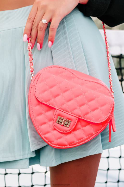Neon roze heartfelt notions gewatteerde crossbodytas in hartvorm NanaMacs HPTT4509