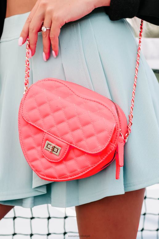 Neon roze heartfelt notions gewatteerde crossbodytas in hartvorm NanaMacs HPTT4509