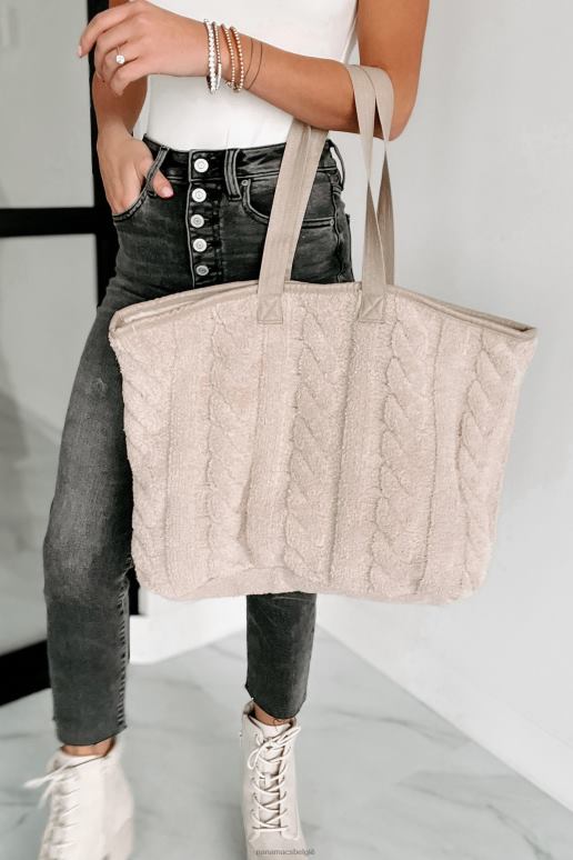 beige reisgenoot comfyluxe zachte kabel gebreide draagtas NanaMacs HPTT4505