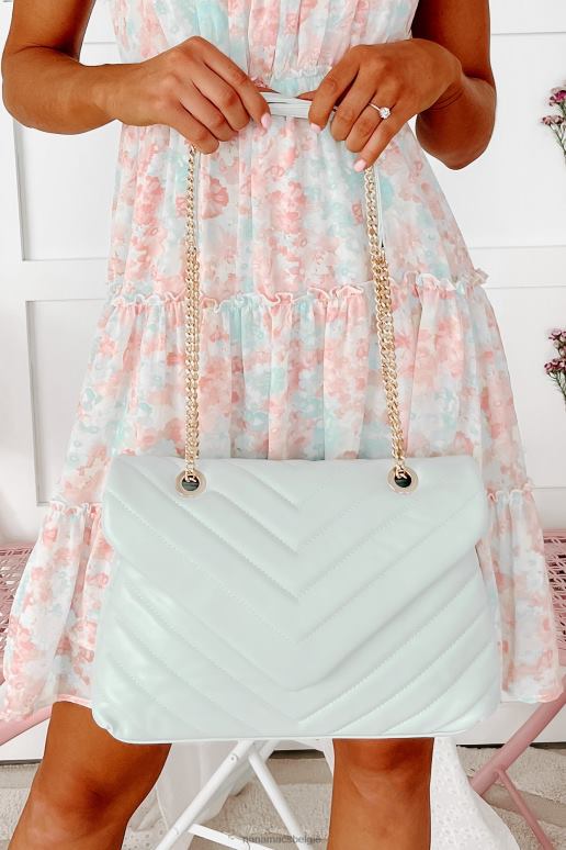 ijsblauw strut your stuff gewatteerde schoudertas van imitatieleer NanaMacs HPTT4513