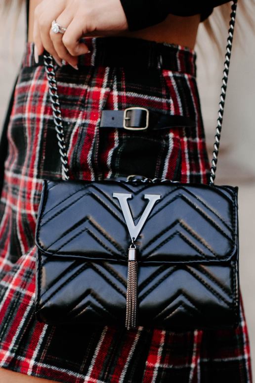 zwart splash van luxe gewatteerde kunstleren schoudertas NanaMacs HPTT4523