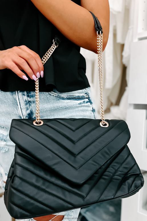 zwart strut your stuff gewatteerde schoudertas van imitatieleer NanaMacs HPTT4512