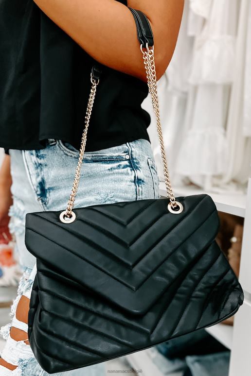 zwart strut your stuff gewatteerde schoudertas van imitatieleer NanaMacs HPTT4512