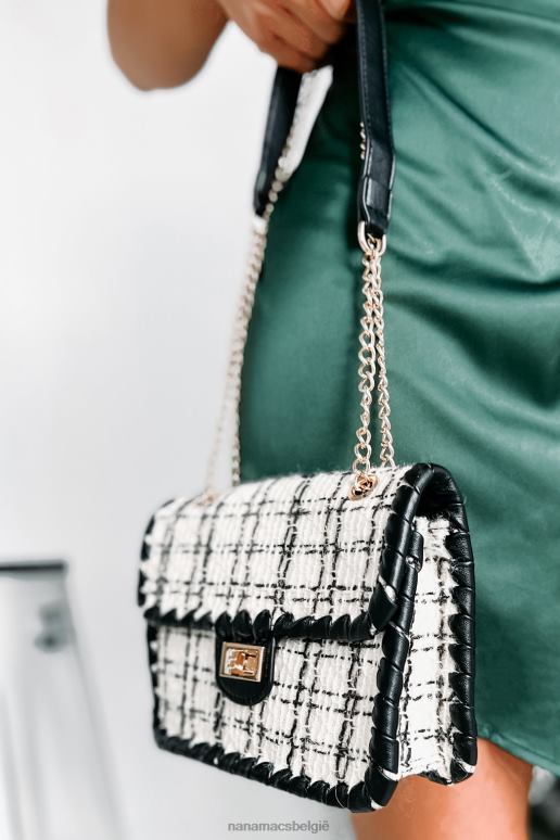 zwart wit gevaarlijk charmante geruite schoudertas NanaMacs HPTT4506