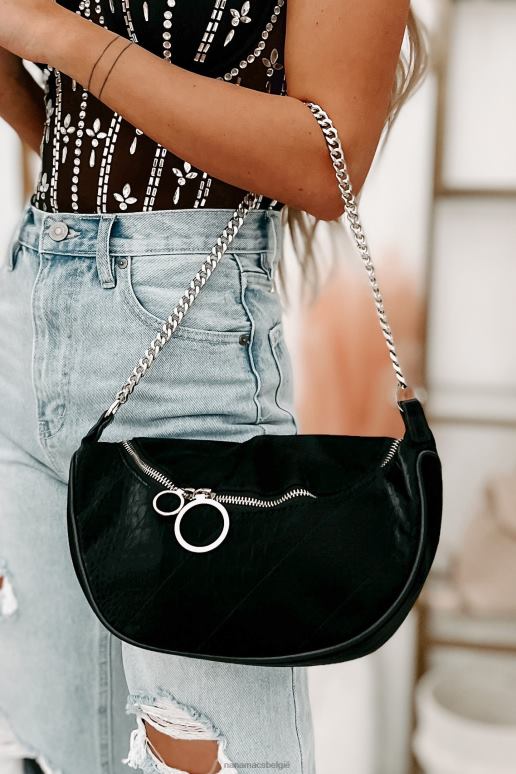 zwart zijnde bazige faux croc zadeltas NanaMacs HPTT4511