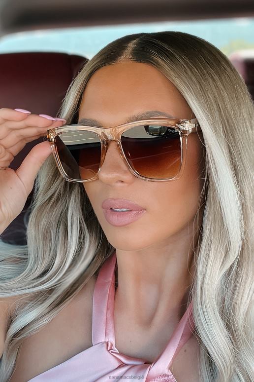 bruin match my vibe doorzichtige zonnebril met vierkant montuur NanaMacs HPTT3548