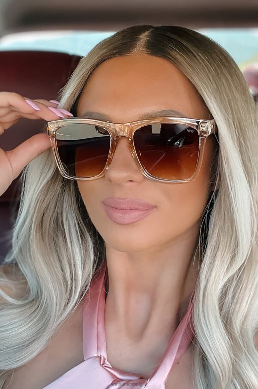 bruin match my vibe doorzichtige zonnebril met vierkant montuur NanaMacs HPTT3548