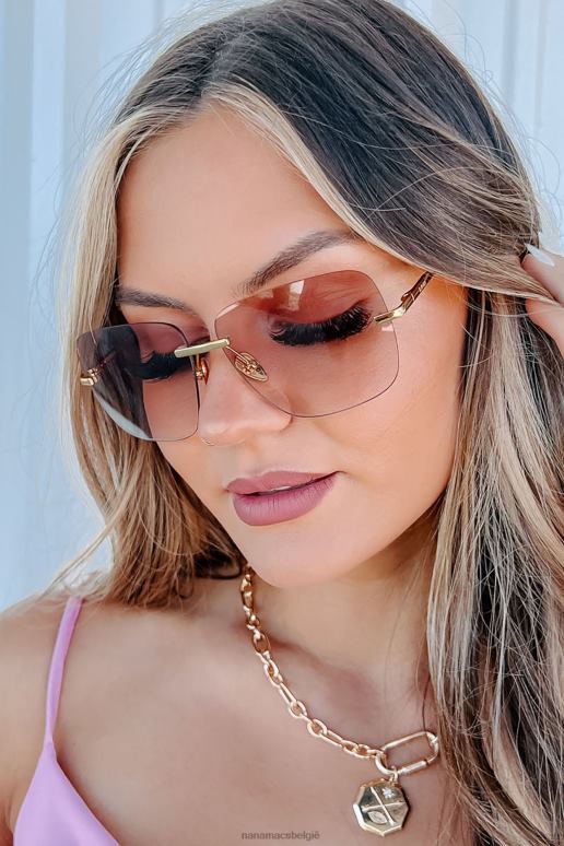 goud/taupe vervagen de tyra billini frameloze vierkante zonnebril NanaMacs HPTT3559