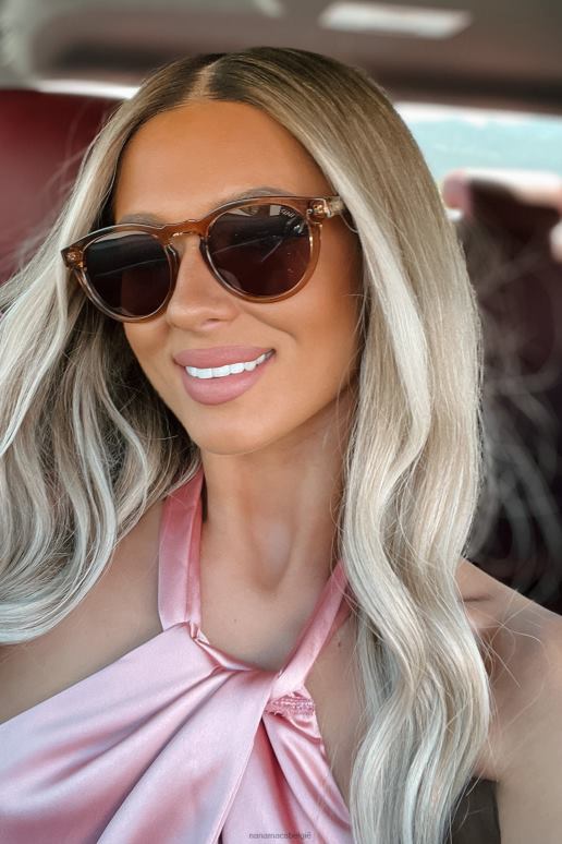 licht kristalbruin/bruin look my way gepolariseerde zonnebril met rond montuur NanaMacs HPTT3551