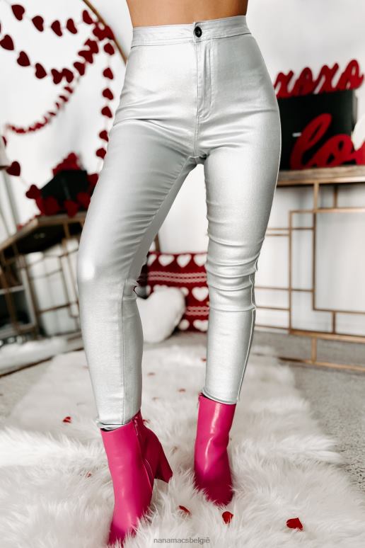 Metallisch zilver space cowboy metallic gecoate jegging NanaMacs HPTT3100