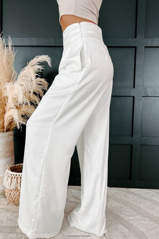 gebroken wit wat betekent een zakelijke hoogbouw satijnen broek met wijde pijpen NanaMacs HPTT3110