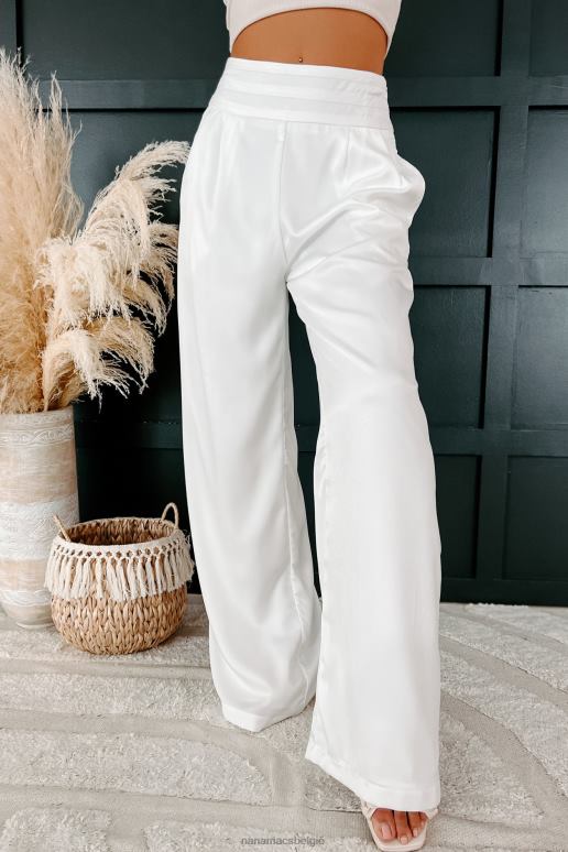 gebroken wit wat betekent een zakelijke hoogbouw satijnen broek met wijde pijpen NanaMacs HPTT3110
