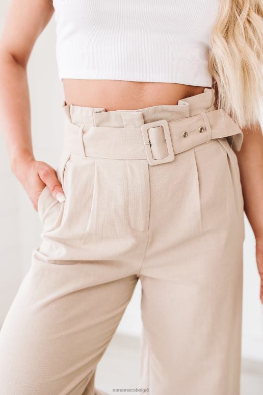 khaki eervolle bedoelingen cropped linnen broek met wijde pijpen NanaMacs HPTT3109