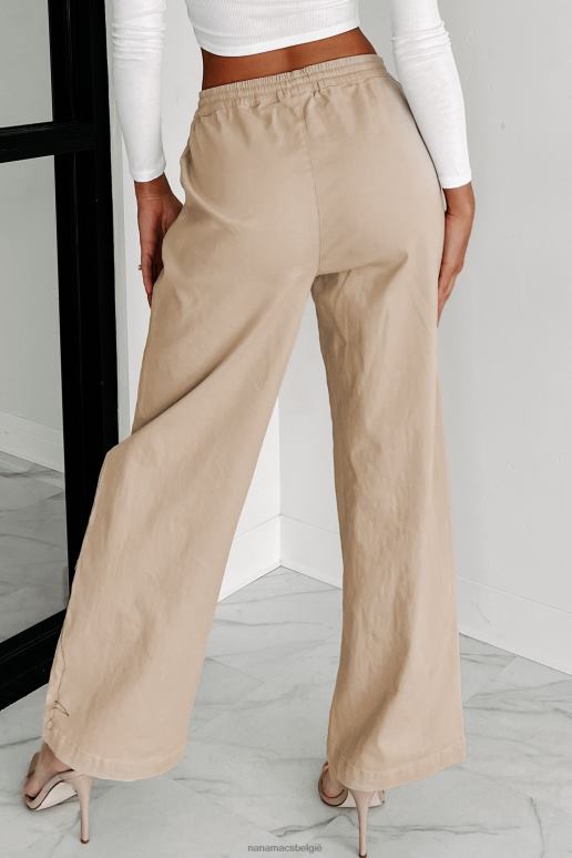 khaki hooky wijde broek met trekkoord in de taille spelen NanaMacs HPTT3096
