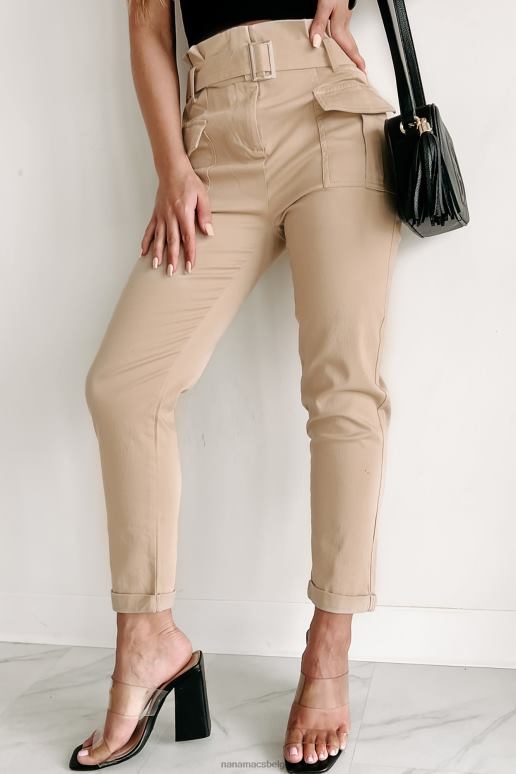 licht kaki nina paperbag broek met riem NanaMacs HPTT3047
