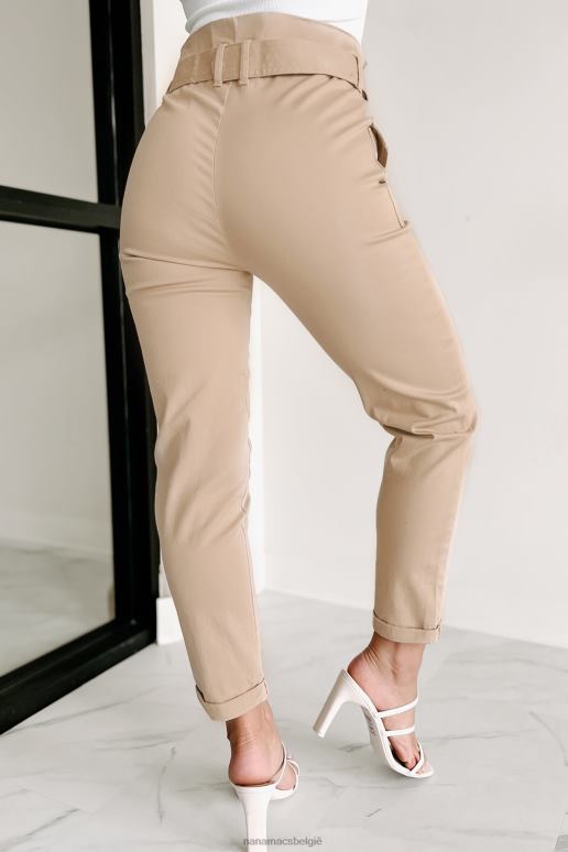 licht kaki nina paperbag broek met riem NanaMacs HPTT3047