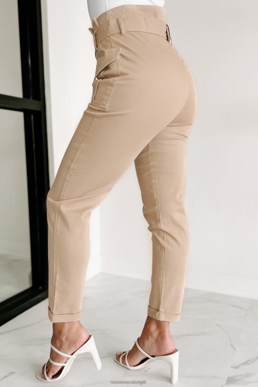 licht kaki nina paperbag broek met riem NanaMacs HPTT3047