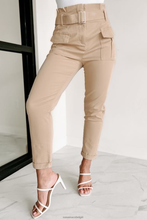 licht kaki nina paperbag broek met riem NanaMacs HPTT3047