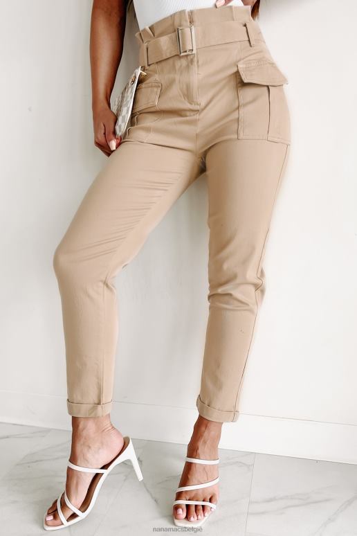licht kaki nina paperbag broek met riem NanaMacs HPTT3047