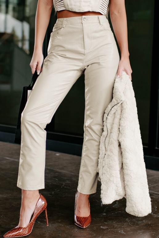 licht taupe einde discussie plooibroek met rechte pijpen NanaMacs HPTT3118