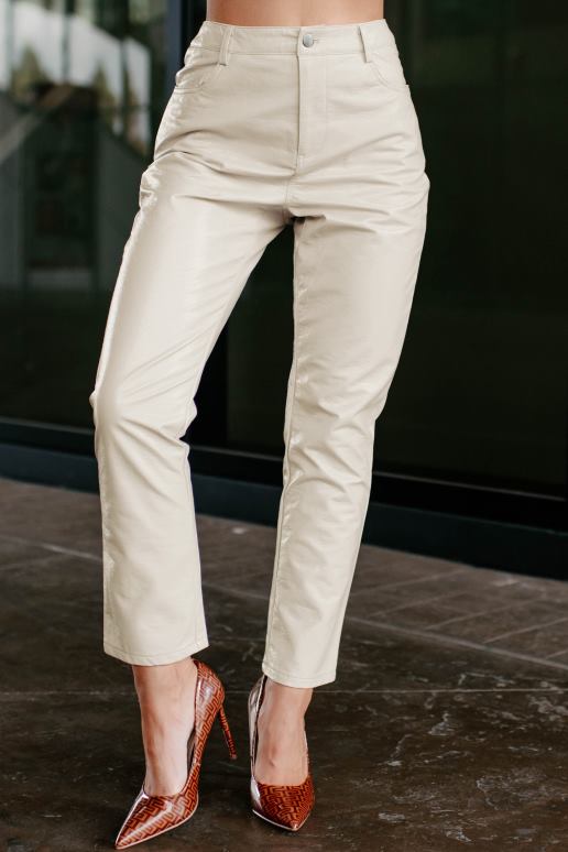 licht taupe einde discussie plooibroek met rechte pijpen NanaMacs HPTT3118