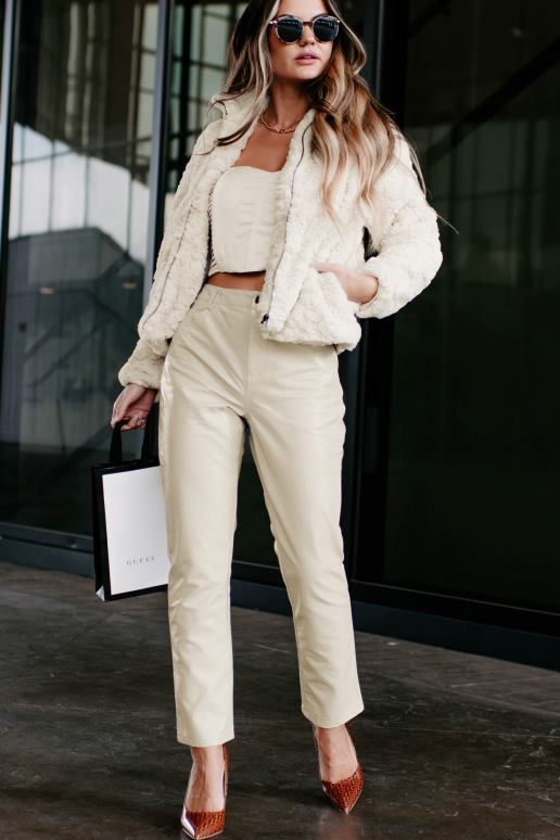 licht taupe einde discussie plooibroek met rechte pijpen NanaMacs HPTT3118