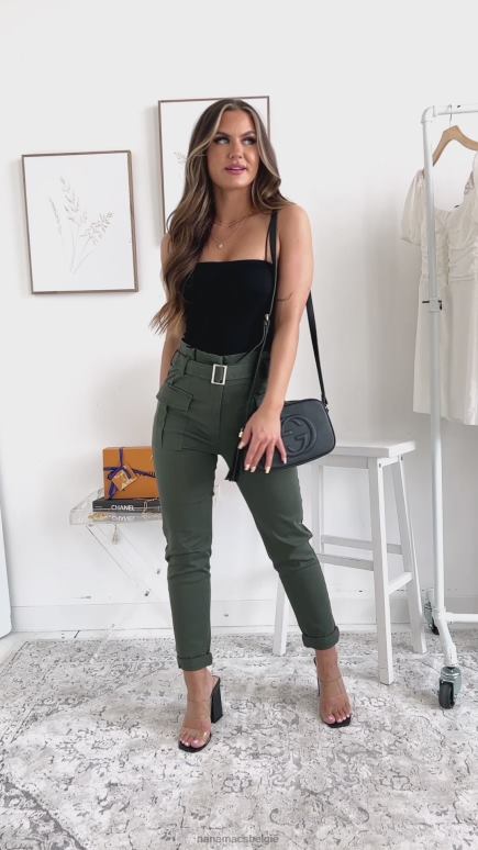 olijf nina paperbag broek met riem NanaMacs HPTT3044