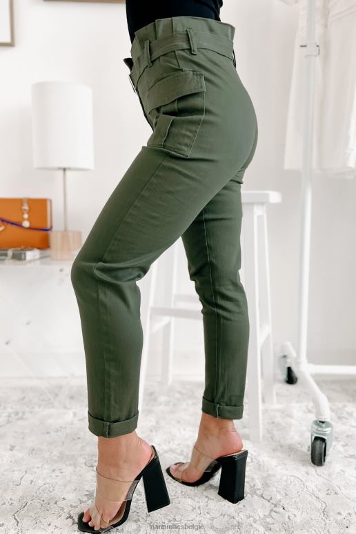 olijf nina paperbag broek met riem NanaMacs HPTT3044