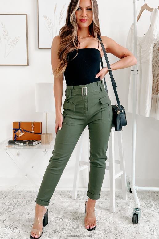 olijf nina paperbag broek met riem NanaMacs HPTT3044