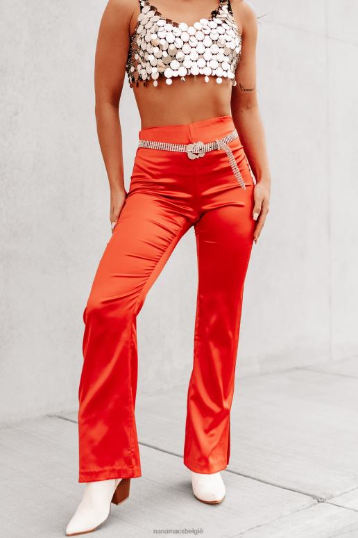 oranje neem de high road satijnen flare broek NanaMacs HPTT3053