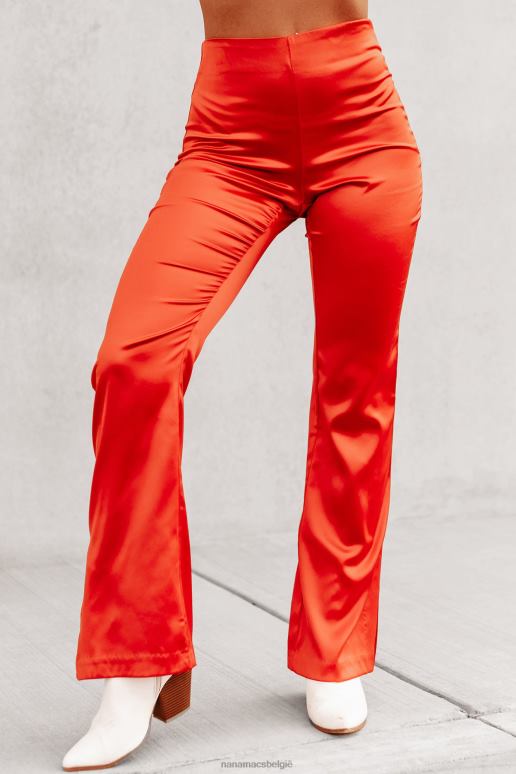 oranje neem de high road satijnen flare broek NanaMacs HPTT3053