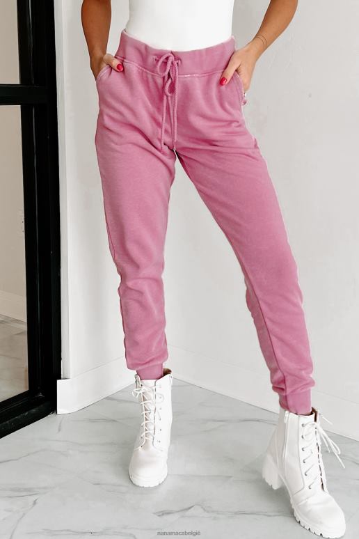 orchidee roze hard act to follow fleece joggingbroek met trekkoord in de taille NanaMacs HPTT3098